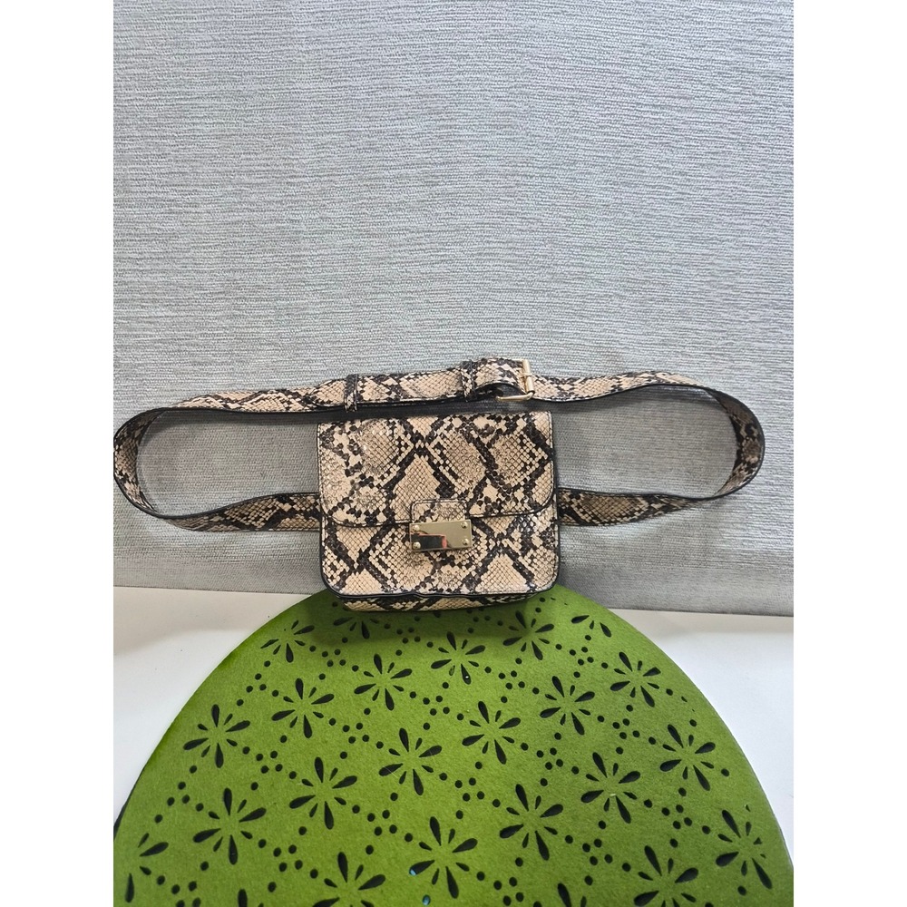 A New Day Convertible Belt Bag & Fanny Pack Womens Beige Black Snake Print